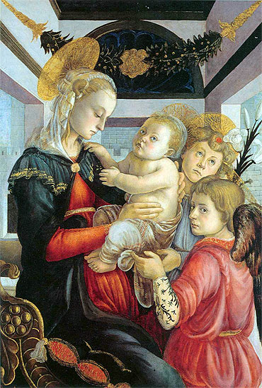 Madonna and Child with two Angels, c.1460/65 | Botticelli | Painting Reproduction