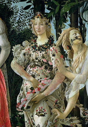 Detail of Flora as the Hour of Spring, from the Primavera, c.1482 | Botticelli | Painting Reproduction