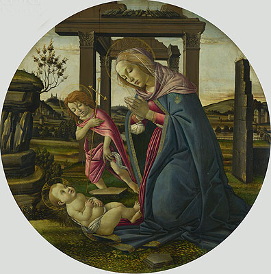 The Virgin and Child with Saint John the Baptist, c.1482/98 | Botticelli | Painting Reproduction