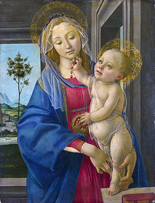 Die Jungfrau und das Kind mit einem Granatapfel | Botticelli | Gemälde Reproduktion