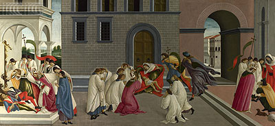 Drei Wunder des heiligen Zenobius aus zwei Spalliera-Paneelen | Botticelli | Gemälde Reproduktion