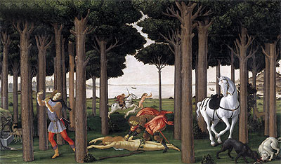 The Story of Nastagio degli Onesti II, c.1483 | Botticelli | Painting Reproduction