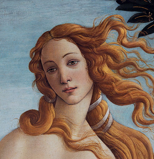 Venus Kopf - Detail von der Geburt von Venus, c.1485 | Botticelli | Gemälde Reproduktion