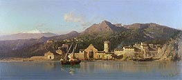 View of Taormina, Sicily, Mount Etna in the Background, 1868 von Alessandro la Volpe | Gemälde-Reproduktion