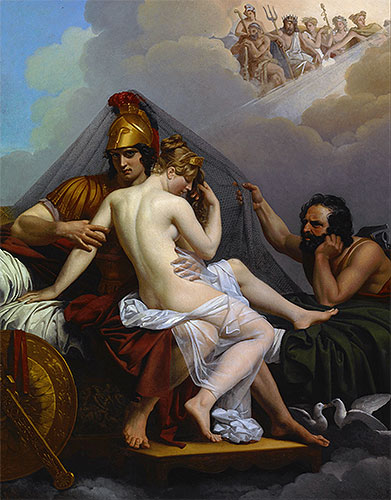 Mars and Venus Surprised by Vulcan, 1827 by Alexandre Guillemot | Painting Reproduction