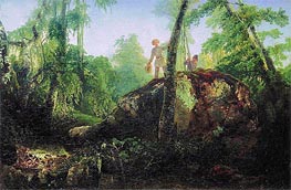 Stone in Wood at 'Flood'. View in Luzhina's Manor near Station Vlahernskaja, 1850 von Alexey Savrasov | Gemälde-Reproduktion