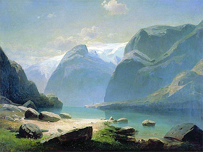 Lake in Mountains of Switzerland, 1866 | Alexey Savrasov | Gemälde Reproduktion