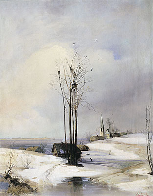 Early Spring. Thaw, 1880s | Alexey Savrasov | Painting Reproduction