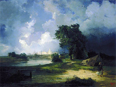 Ansicht des Kremls bei schlechtem Wetter | Alexey Savrasov | Gemälde Reproduktion
