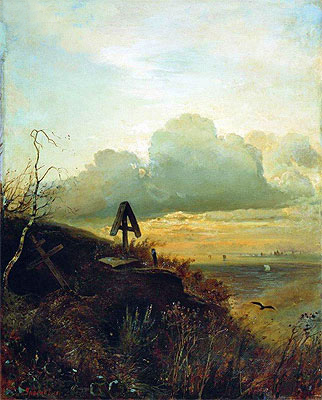 Tomb on Volga. Vicinities of Yaroslavl, 1874 | Alexey Savrasov | Gemälde Reproduktion