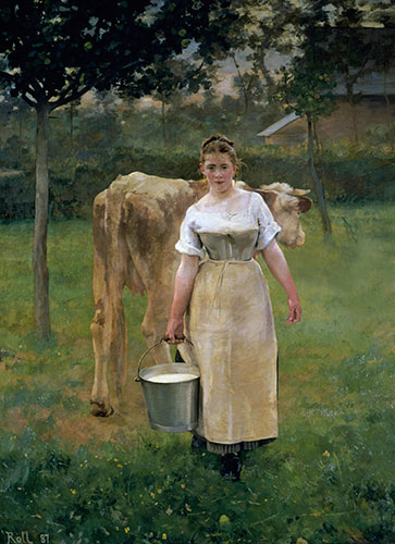 Manda Lametrie, Farm Girl, 1887 | Alfred Roll | Painting Reproduction