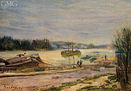 The Saine near Saint-Cloud, High Water, 1879 by Alfred Sisley | Painting Reproduction