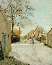 A Village Street in Winter, 1893 by Alfred Sisley | Painting Reproduction