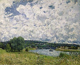 The Seine at Suresnes, 1877 by Alfred Sisley | Painting Reproduction