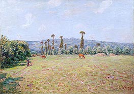 The Hills of La Bouille in Normandy - Morning, 1894 by Alfred Sisley | Painting Reproduction