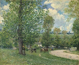 Cows in Pasture, Louveciennes, 1874 by Alfred Sisley | Painting Reproduction