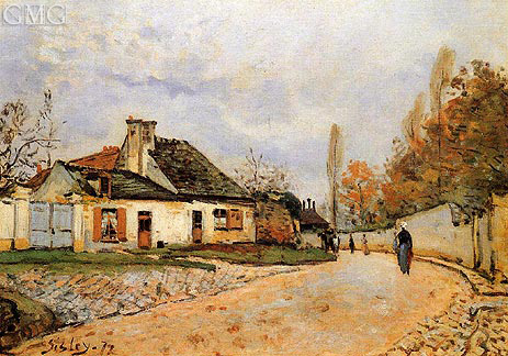 Neighborhood Street in Louveciennes, 1872 by Alfred Sisley | Painting Reproduction
