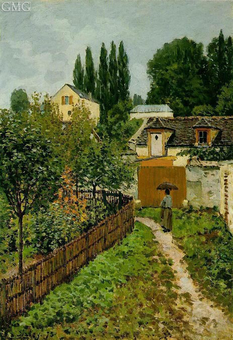 Garden Path in Louveciennes (Chemin de l'Etarch), 1873 by Alfred Sisley | Painting Reproduction