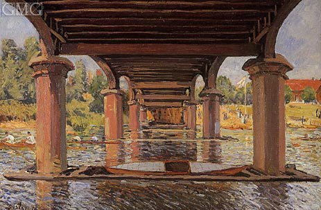 Under the Bridge at Hampton Court, 1874 | Alfred Sisley | Painting Reproduction