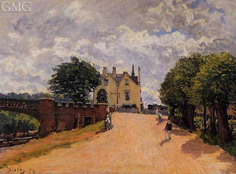 Inn at East Molesey with Hampton Court Bridge, 1874 | Alfred Sisley | Painting Reproduction
