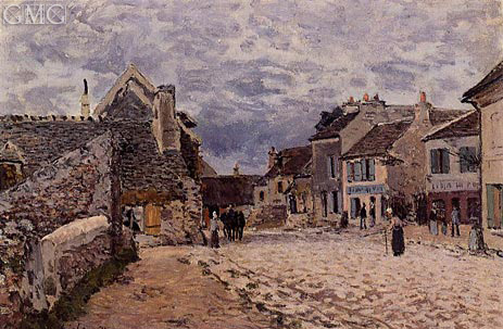 Village Street - Grey Weather, 1874 | Alfred Sisley | Painting Reproduction