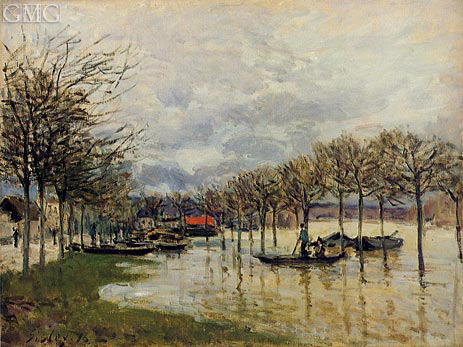 The Flood on the Road to Saint-Gemain, 1876 | Alfred Sisley | Painting Reproduction
