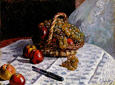 Stillleben - Äpfel und Trauben, 1876 von Alfred Sisley | Gemälde-Reproduktion