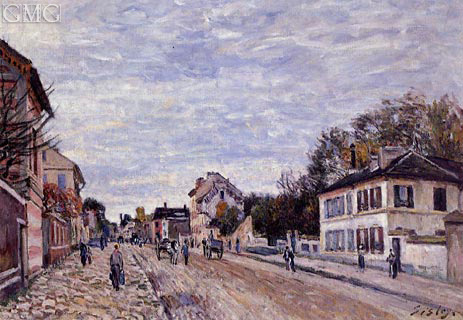 Straßenszene in Marly, 1876 von Alfred Sisley | Gemälde-Reproduktion