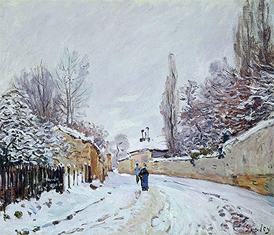 Road under Snow, Louveciennes, c.1876 | Alfred Sisley | Gemälde Reproduktion