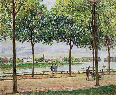Street of Spanish Chestnut Trees by the River, 1878 | Alfred Sisley | Gemälde Reproduktion