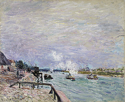 The Seine at Grenelle - Rainy Weather, 1878 | Alfred Sisley | Gemälde Reproduktion