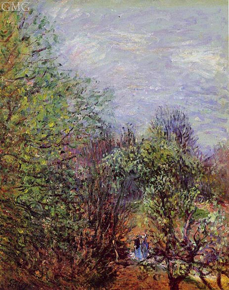 Two Women Walking Along the Riverbank, c.1880/85 | Alfred Sisley | Painting Reproduction