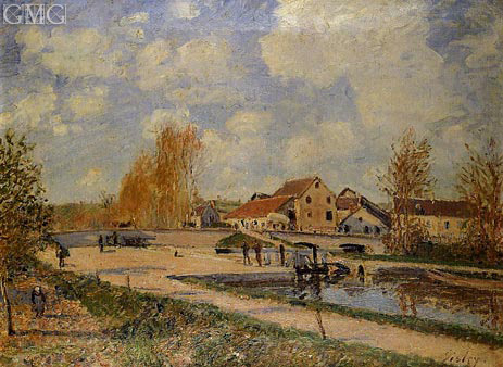 The Bourgogne Lock at Moret, Spring, c.1882 | Alfred Sisley | Painting Reproduction