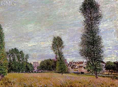 The Village of Moret, Seen from the Fields, 1886 | Alfred Sisley | Painting Reproduction