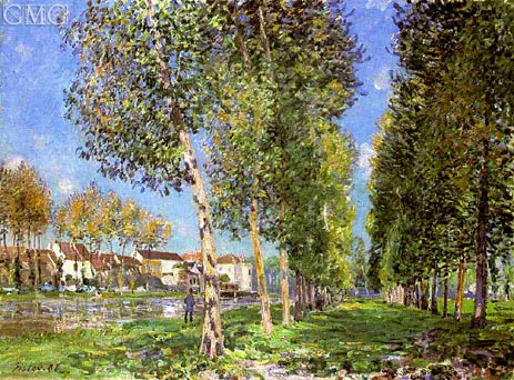 Die Allee von Pappeln bei Moret, Morgen | Alfred Sisley | Gemälde Reproduktion