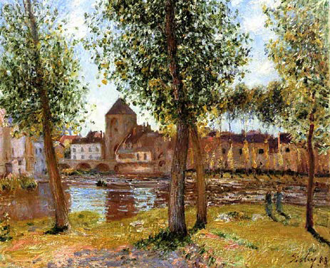 Poplars at Moret-sur-Loing, August Afternoon, 1888 | Alfred Sisley | Painting Reproduction
