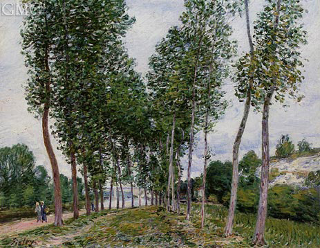 The Avenue of Poplars along the Banks of the Loing, 1892 | Alfred Sisley | Painting Reproduction