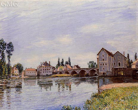 The Loing Flowing under the Moret Bridge, 1892 | Alfred Sisley | Painting Reproduction
