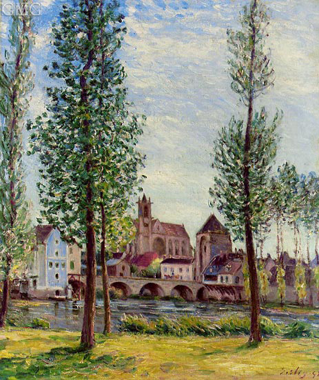 View of Moret-sur-Loing through the Trees, 1892 | Alfred Sisley | Painting Reproduction