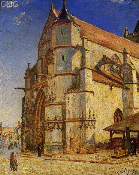The Church at Moret in the Morning Sun, 1893 | Alfred Sisley | Gemälde Reproduktion