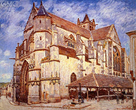 The Church at Moret, Afternoon | Alfred Sisley | Painting Reproduction