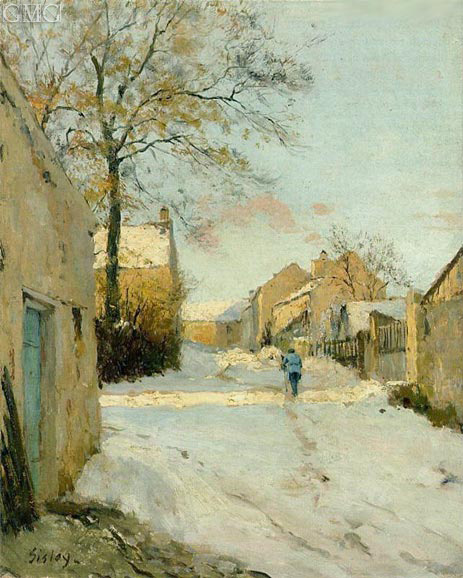 A Village Street in Winter, 1893 | Alfred Sisley | Painting Reproduction