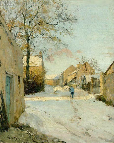 A Village Street in Winter | Alfred Sisley | Painting Reproduction