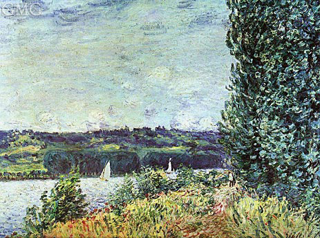 The Banks of the Seine - Wind Blowing | Alfred Sisley | Painting Reproduction