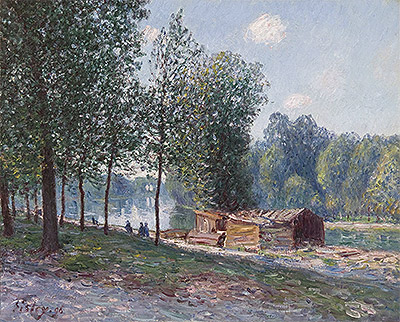 Cabins by the River Loing, Morning, 1896 | Alfred Sisley | Painting Reproduction