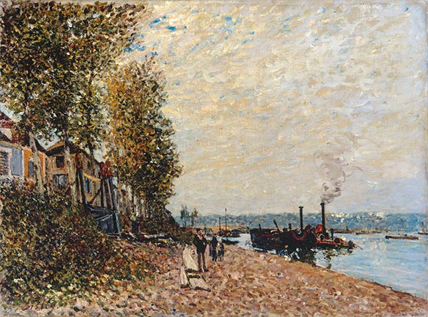 Steam Boats on Loing at Saint-Mammes (The Tugboat), 1877 | Alfred Sisley | Painting Reproduction