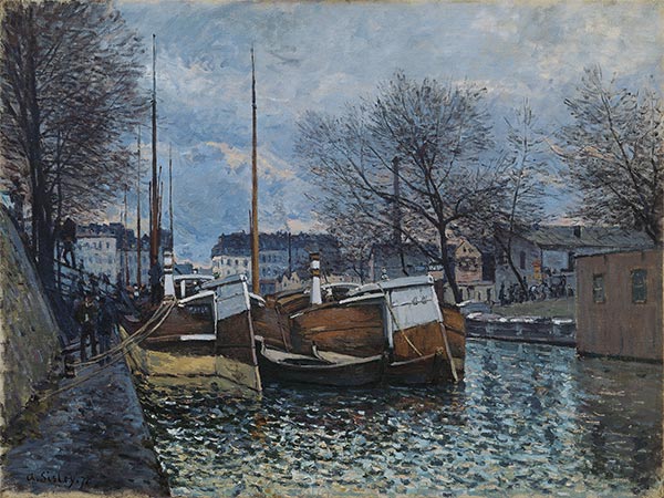 Barges on the St. Martin Canal, 1870 | Alfred Sisley | Painting Reproduction