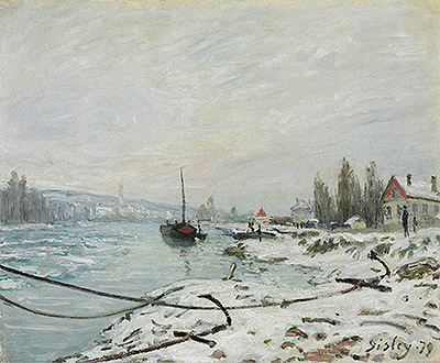 Mooring Lines, the Effect of Snow at Saint-Cloud, 1879 | Alfred Sisley | Gemälde Reproduktion