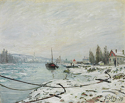 Festmacherleinen, der Schnee-Effekt in Saint-Cloud, 1879 von Alfred Sisley | Gemälde-Reproduktion