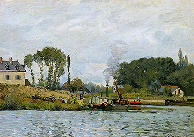 Boats at the Lock at Bougival, 1873 | Alfred Sisley | Painting Reproduction